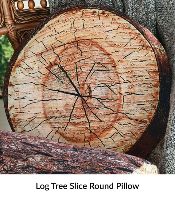 Log Tree Slice Round Pillow