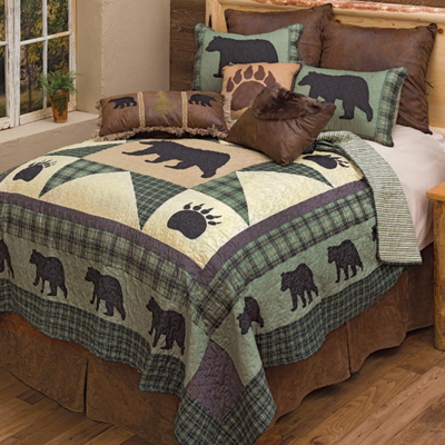 Sage Forest Bear Quilt Bed Set - King