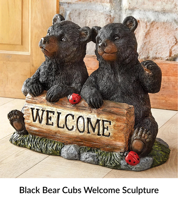 Black Bear Cubs Welcome Sculpture