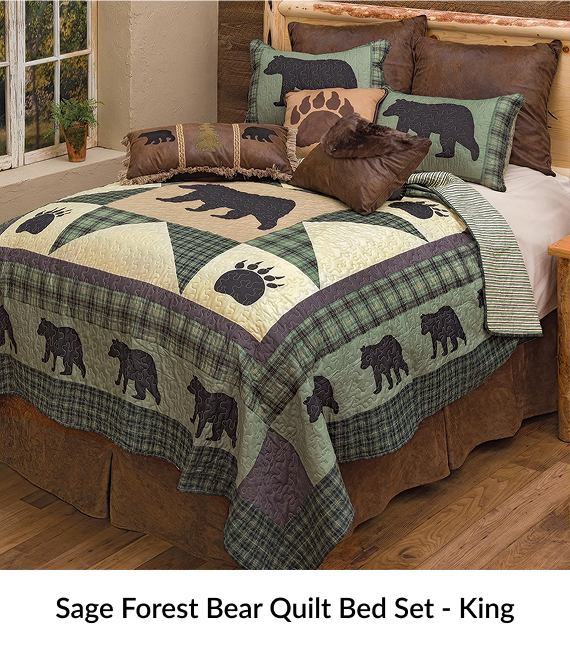 Sage Forest Bear Quilt Bed Set - King