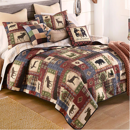Lakeside Wilderness Bear & Moose Quilt Bedding