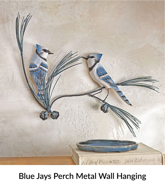 Blue Jays Perch Metal Wall Hanging