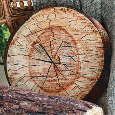 Log Tree Slice Round Pillow