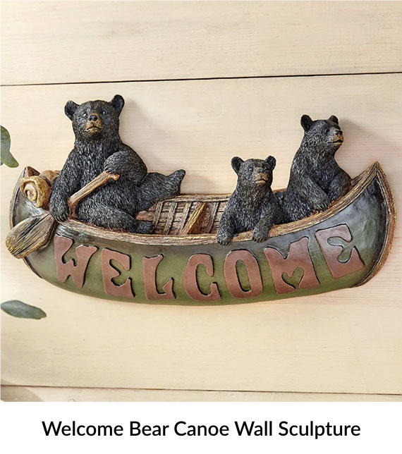 Welcome Bear Canoe Wall Sculpture
