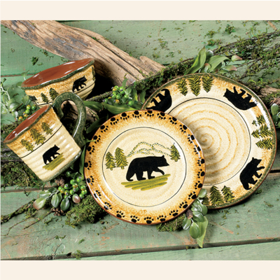 Black Bear Forest Dinnerware Set (16 pcs)