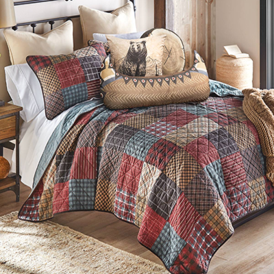 Log Cabin Plaid Quilt Bedding Collection