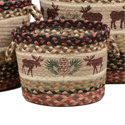 Moose & Pinecone Braided Utility Basket - Small