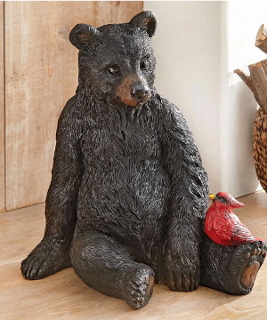 Black Bear & Cardinal Sculpture | Shop Now