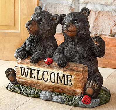 Black Bear Cubs Welcome Sculpture