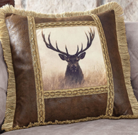 Misty Deer Faux Leather Pillow
