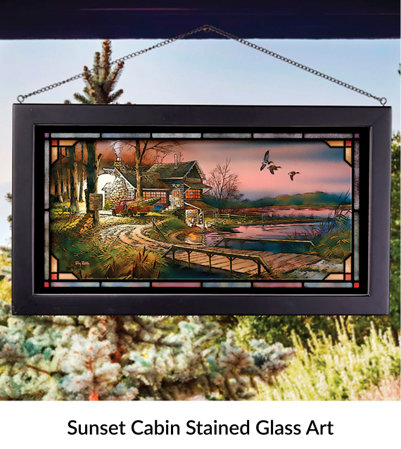 Sunset Cabin Stained Glass Art