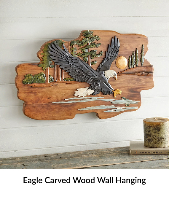 Eagle Carved Wood Wall Hanging