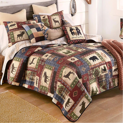 Lakeside Wilderness Bear & Moose Quilt Bedding
