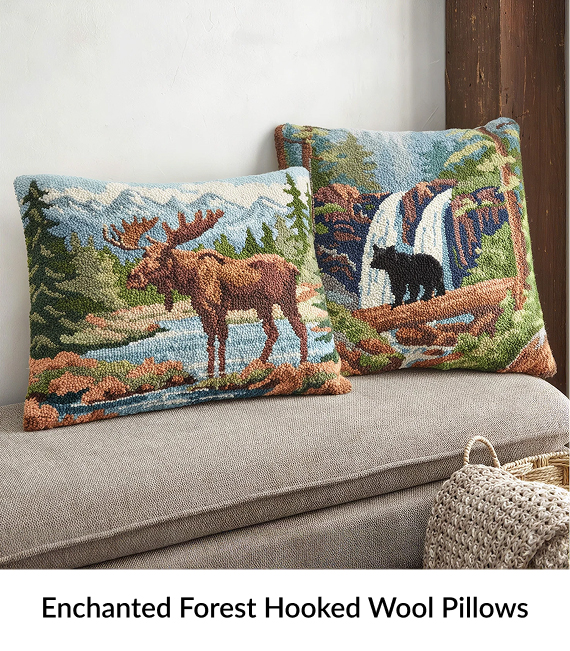 Enchanted Forest Hooked Wool Pillows