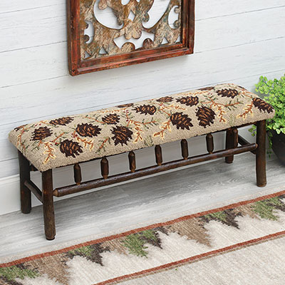 Northwoods Pinecones Hickory Bench - Large