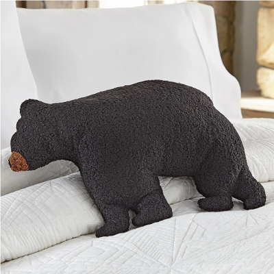 Black Bear Forest Shaped Pillow