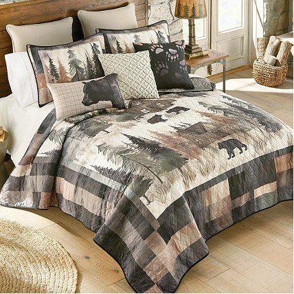 Watercolor Cabin Quilt Bedding Collection