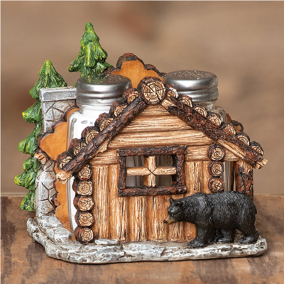 Log Cabin Bear Salt & Pepper Shakers