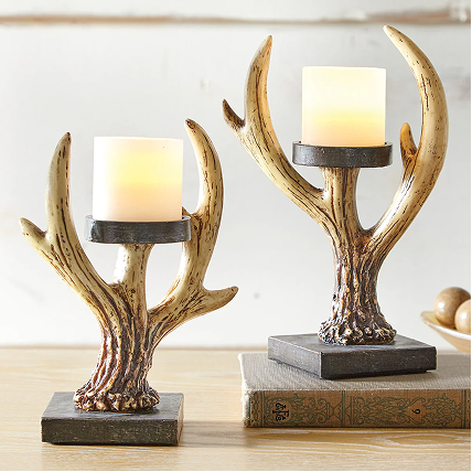 Antler Ridge Pillar Candle Holders - Set of 2