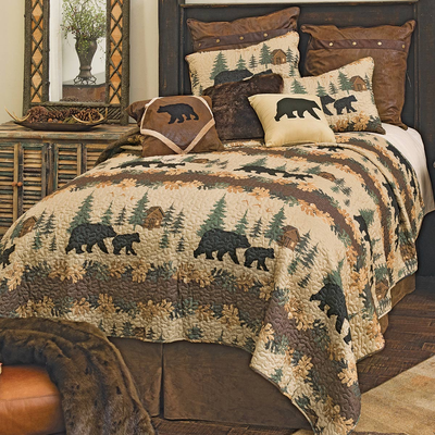 Cozy Cabin Bears Quilt Bedding Collection