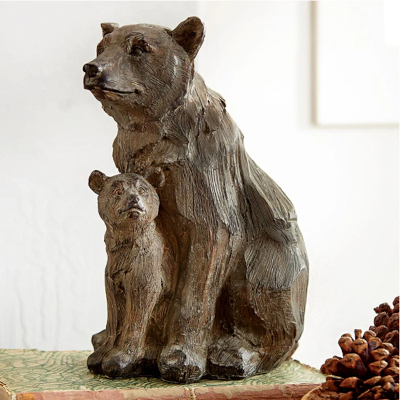 Woodland Mother Bear & Cub Sculpture