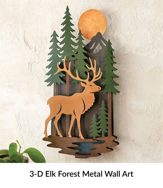 3-D Elk Forest Metal Wall Art