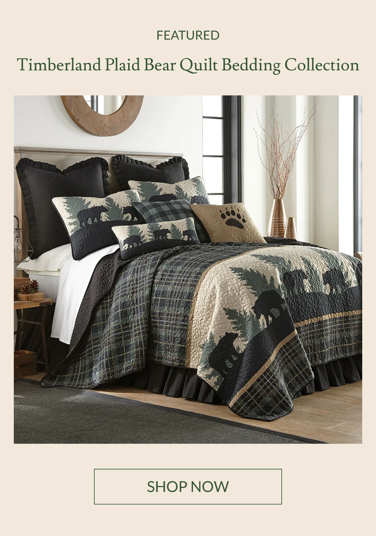 Featured: Timberland Plaid Bear Quilt Bedding Collection | Shop Now