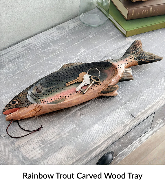 Rainbow Trout Carved Wood Tray
