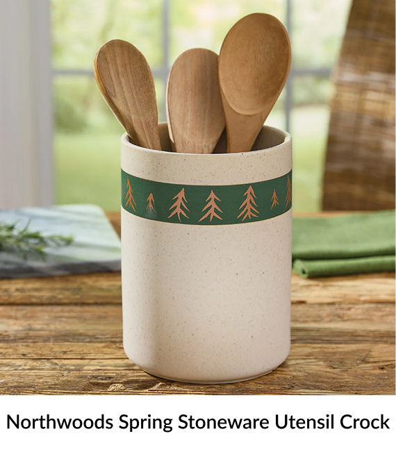 Northwoods Spring Stoneware Utensil Crock