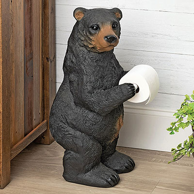 Black Bear Cub Standing Toilet Paper Holder