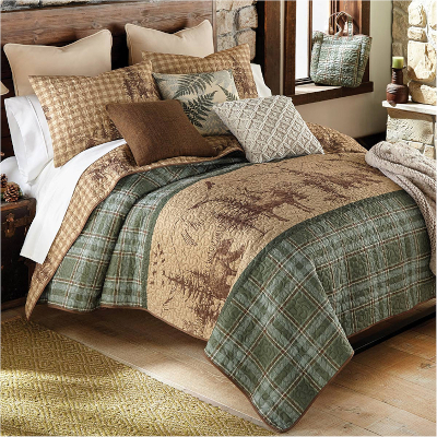 Woodland Sage Bear & Moose Quilt Bedding