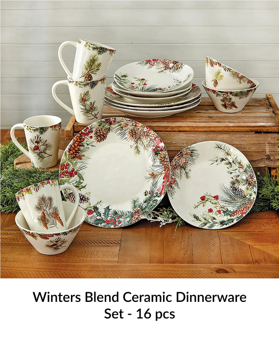 Winters Blend Ceramic Dinnerware Set - 16 pcs