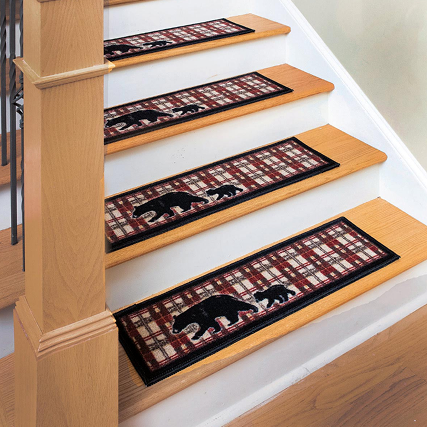 Woodland Plaid Bear Stair Tread