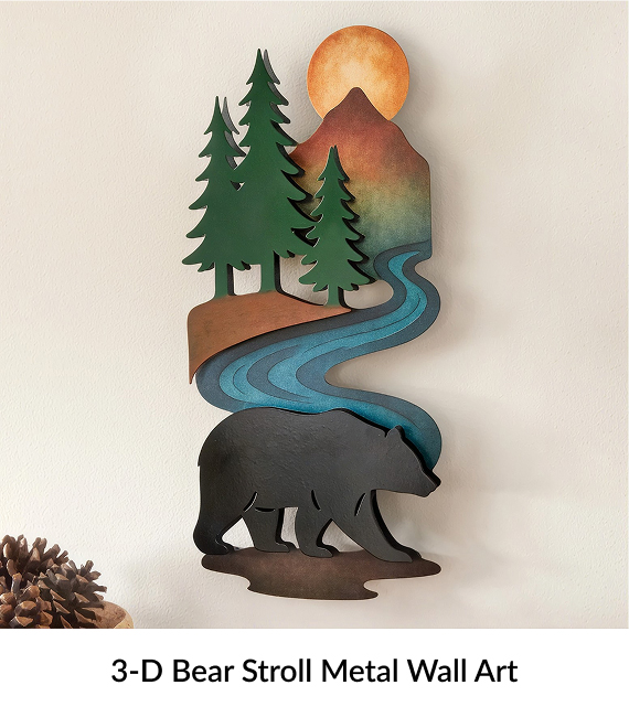 3-D Bear Stroll Metal Wall Art