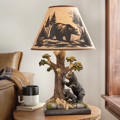 Woodland Bear Scene Lamp
