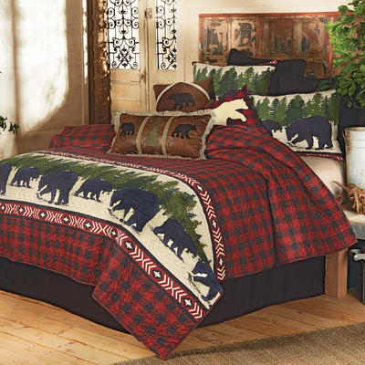 Arrowhead Plaid Bear Quilt Bedding
