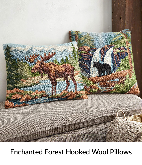 Enchanted Forest Hooked Wool Pillows
