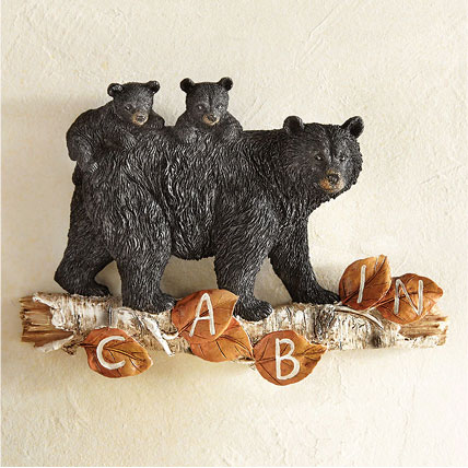 Cabin Bear Family Wall Hanging 