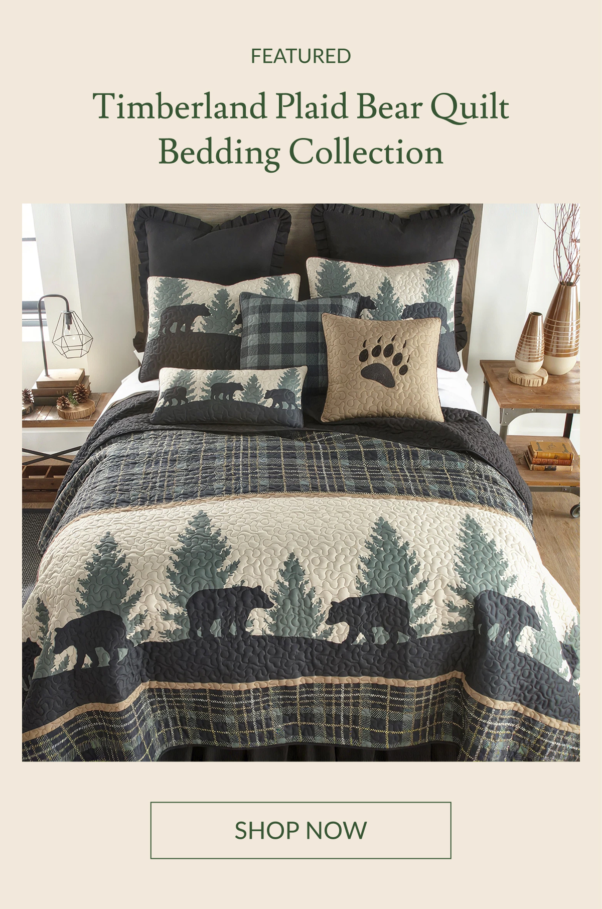 Featured: Timberland Plaid Bear Quilt Bedding Collection | Shop Now