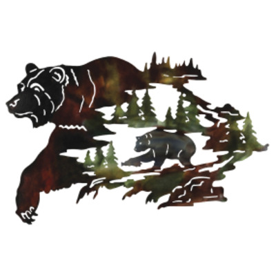 Forest Bear Silhouette Metal Wall Art