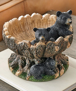 Playful Black Bears Decorative Bowl