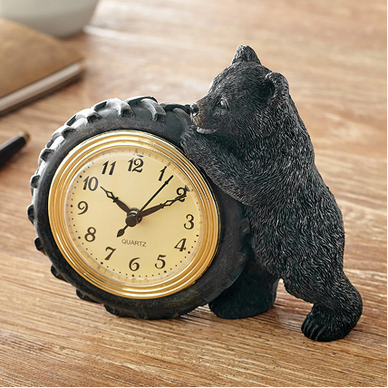 Playful Bear Cub Desk Clock