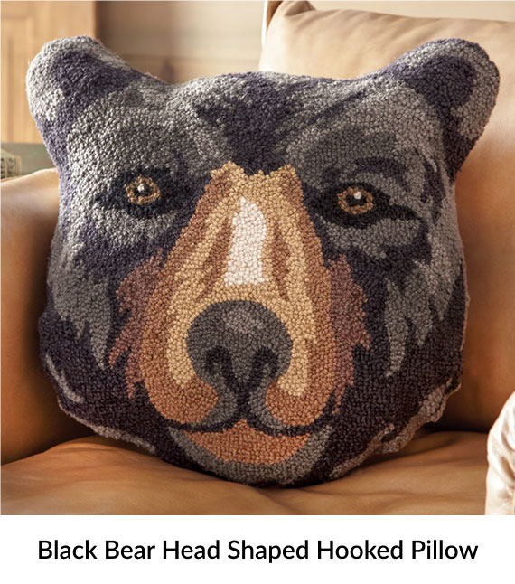 Black Bear Head Shaped Hooked Pillow