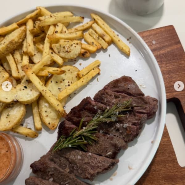 Danielle Pastor, grilled steak and potatoes