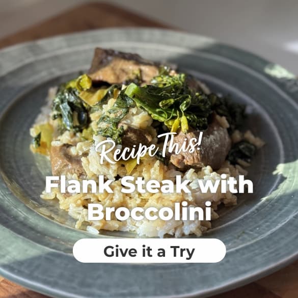 Featured Recipe - Flank Steak with Broccolini, Bok Choy and Coconut Rice