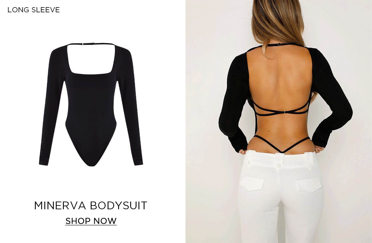 MINERVA LONG SLEEVE BODYSUIT - BLACK