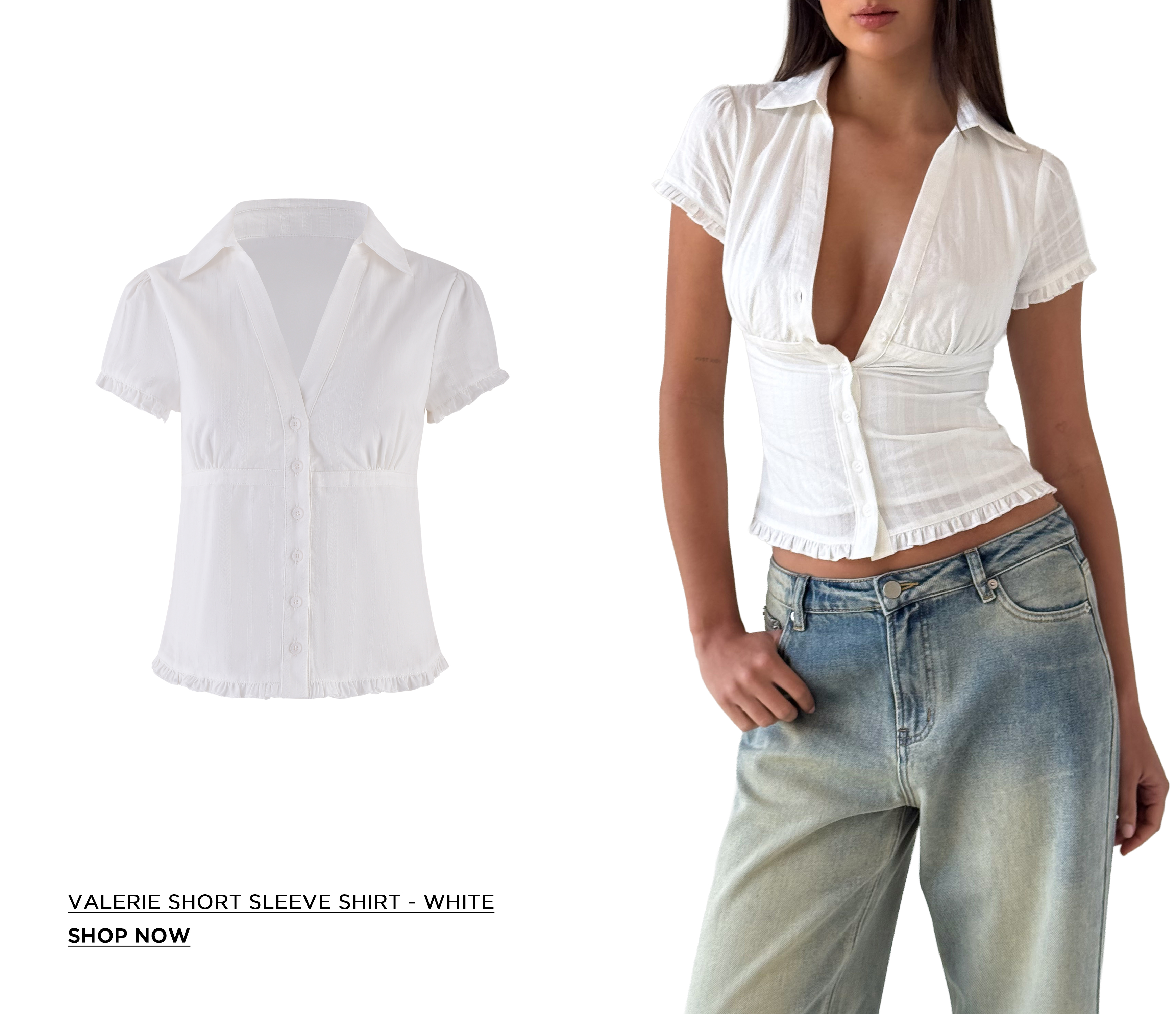 VALERIE SHORT SLEEVE SHIRT - WHITE