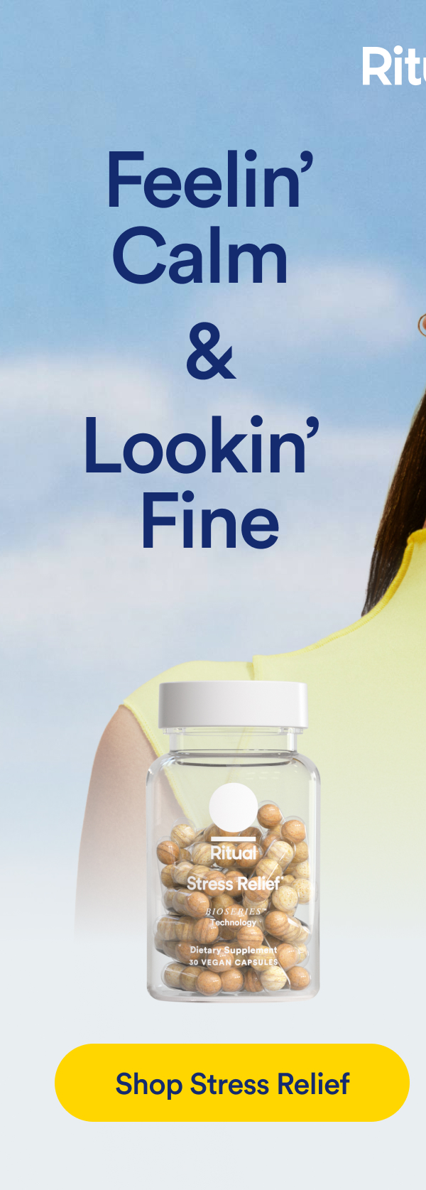 Feeling Calm & Lookin' Fine. Button: Shop Stress Relief