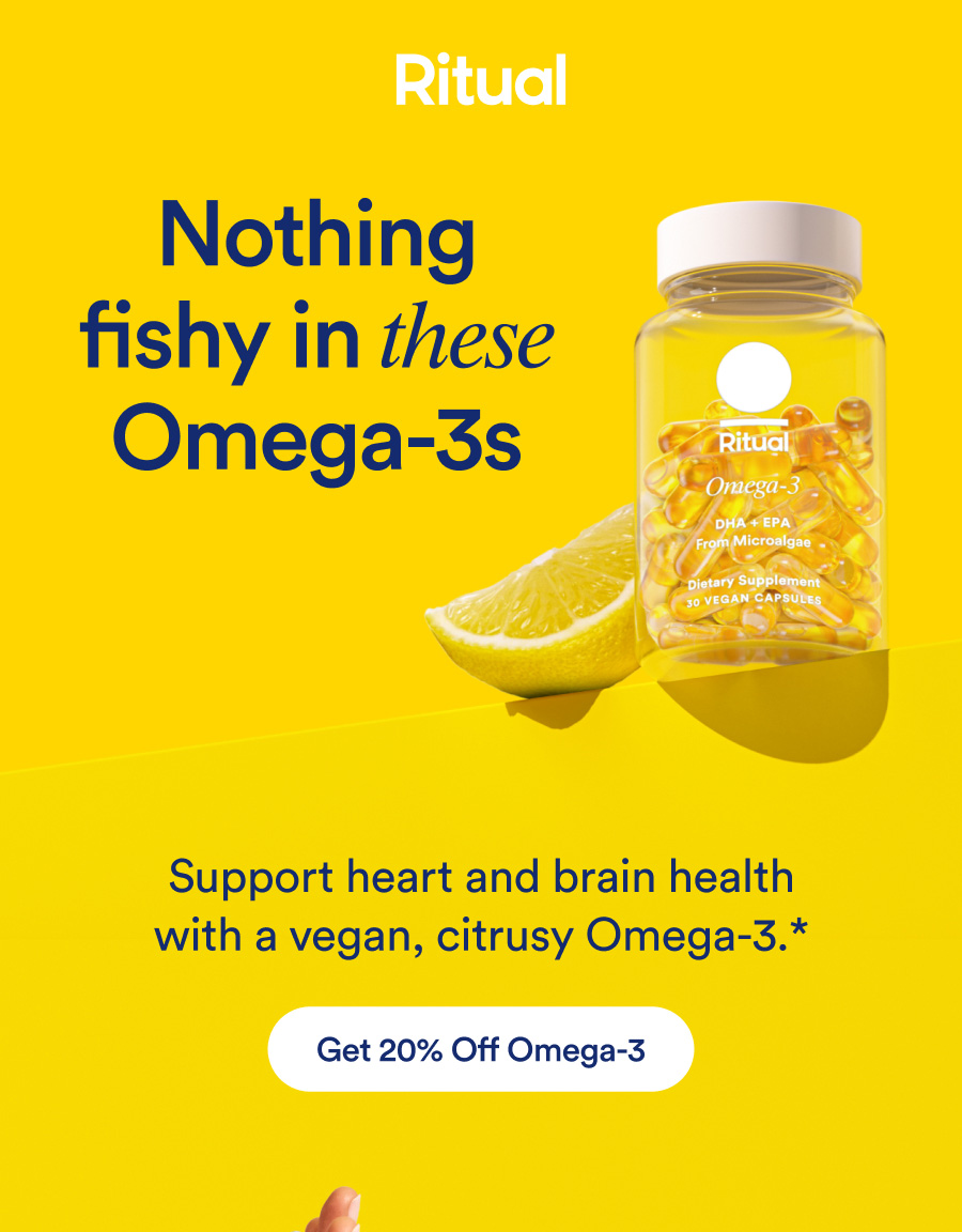 Nothing fishy in these omega-3s. Support heart and brain health with a vegan, citrusy Omega-3.* Get 20% off Omega-3 