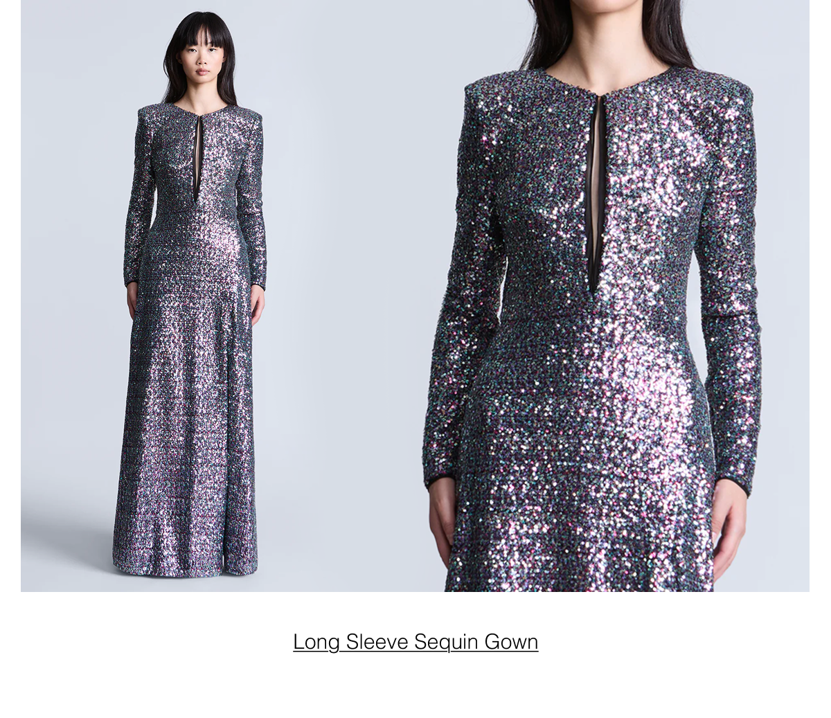 Long Sleeve Sequin Gown